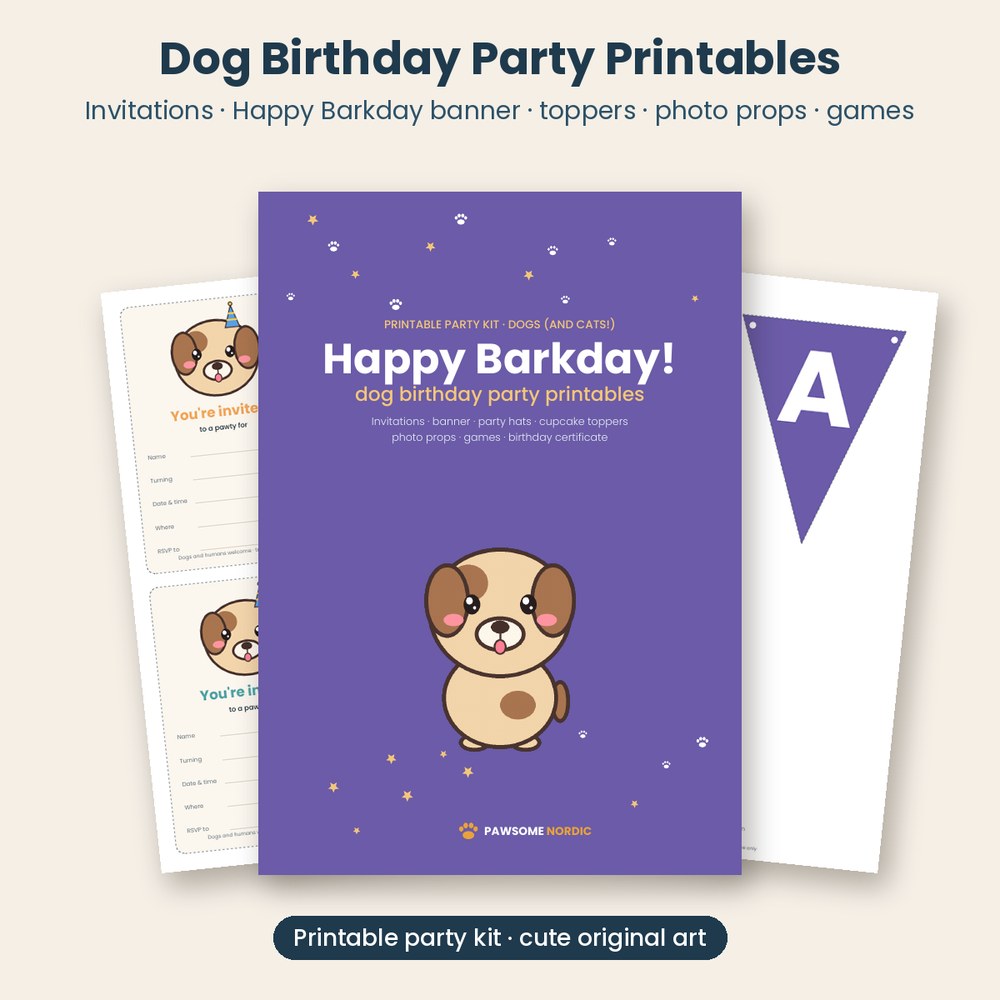 Dog Birthday Party Printables – Happy Barkday Banner, Invitations & Party Kit
