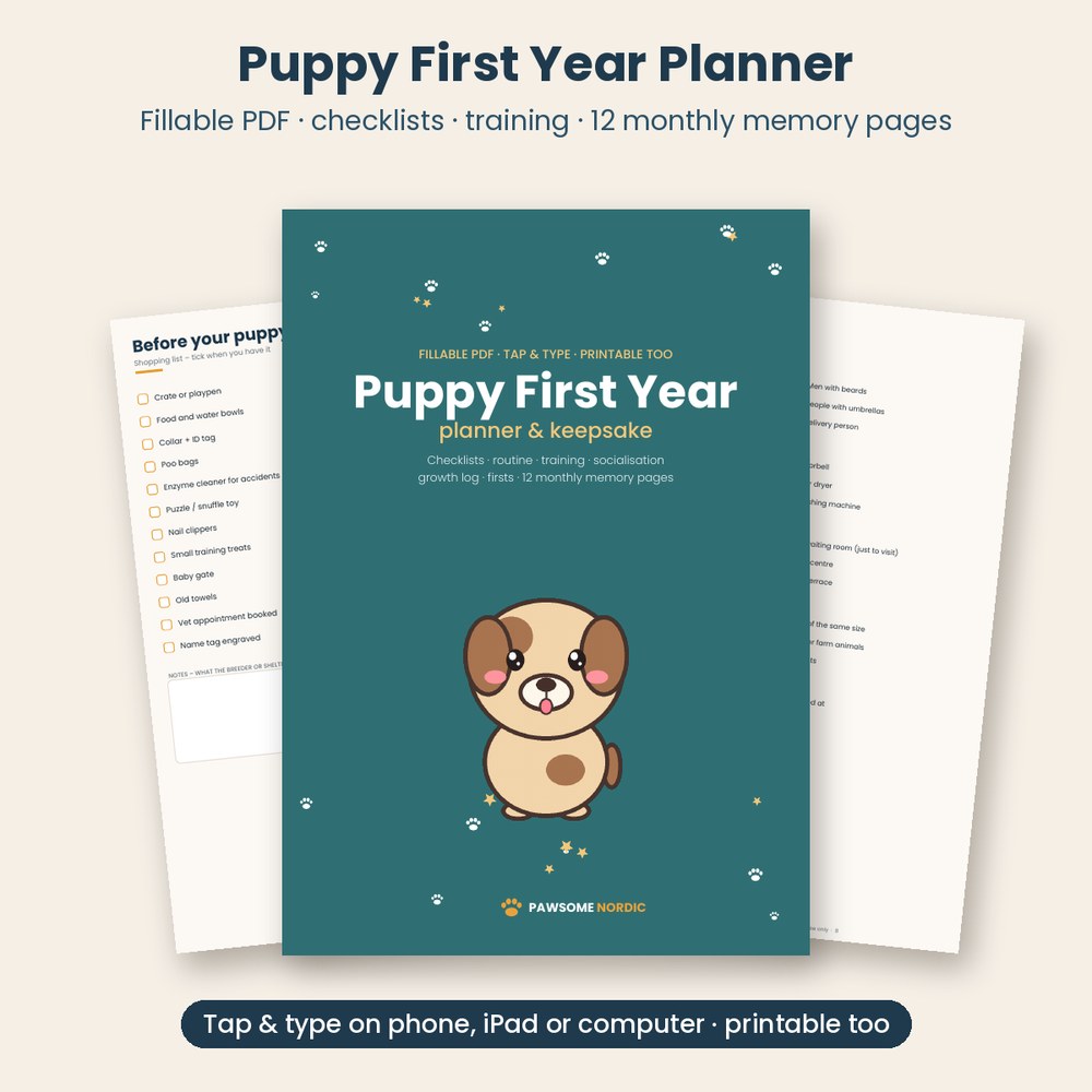 Puppy First Year Planner – Fillable PDF Checklists, Training Tracker & Keepsake